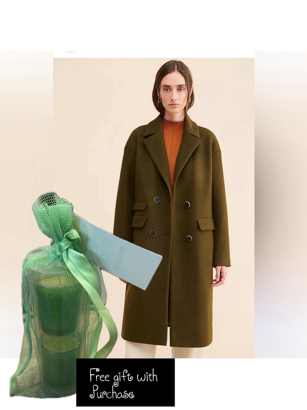 NVLT Jaci relaxed overcoat | Olive Double-Breasted Women's Military Coat